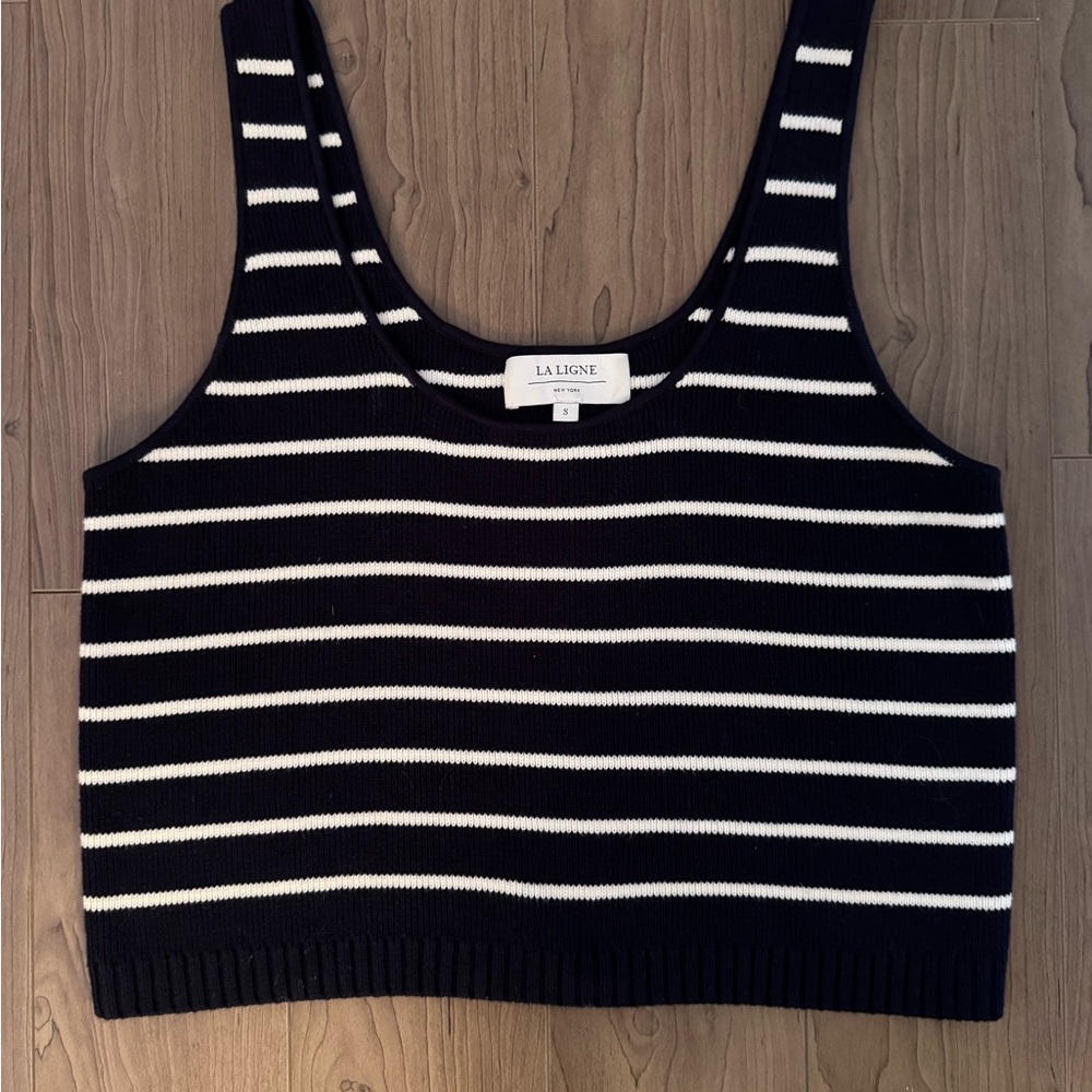 La Ligne Striped Knit Tank Top | Navy & White | Size Small